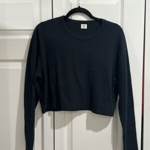 Aritzia waffle knit black crop top